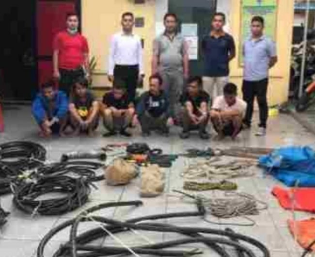 Sindikat Maling Kabel Listrik Warga Medan Di Tangkap Satreskrim Polres Samosir Saat Beraksi