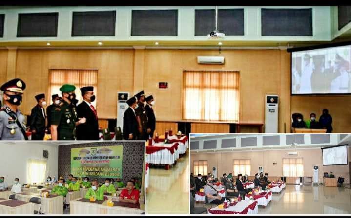 Pemkab Sergai Saksikan Pelantikan Bupati dan Wabup Sergai Periode 2021-2024 Secara Virtual di 3 Titik