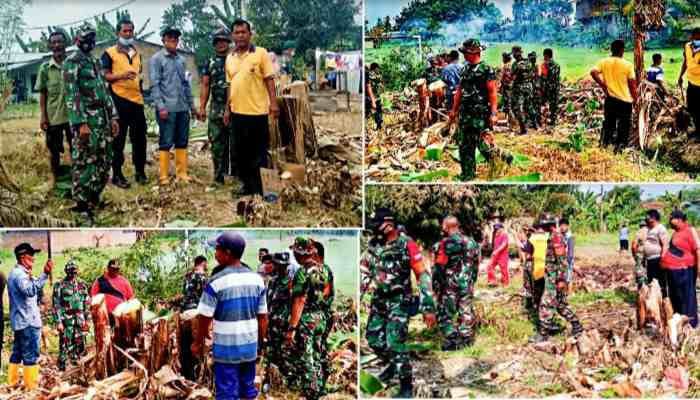 Pemdes Melati II bersinegritas Dengan Koramil 07/PB Dan Polsek Gotroy Bangun Sarana Olahraga Lapangan Sepak Bola 