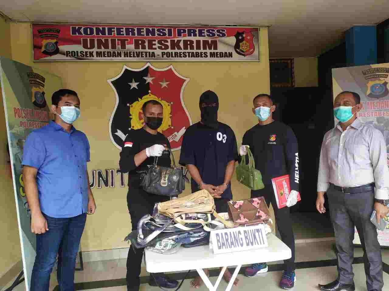 Berbagai Merk Tas Di Curi Pelaku, Pria ini Di Sikat Tekab Polsek Medan Helvetia