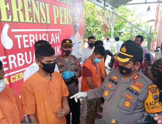 Polres Batu Bara Rilis 4 Kasus Kriminal Mengamankan 5 Tersangka