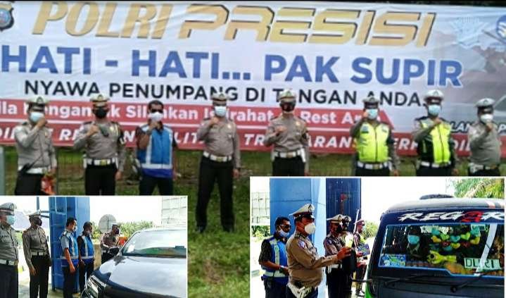 Pelaksanaan Sosialisasi Terpadu Kaka Lantas Yang Dilaksanakan di Pintu Gerbang Tol Teluk Mengkudu dan Rest Area Km 65 JMKT Sergai.