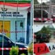 Kantor KPU Sergai yang disegel oleh Kejari Sergai Dengan Garis Line Warna Merah dan Putih.