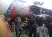 Laka Beruntun Bus Rajawali Seruduk Bokong Mobil Dan Truck Tangki
