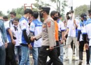 Aparat Gabungan Kawal Aksi Unras Elemen Buruh di Depan Pendopo Majalengka