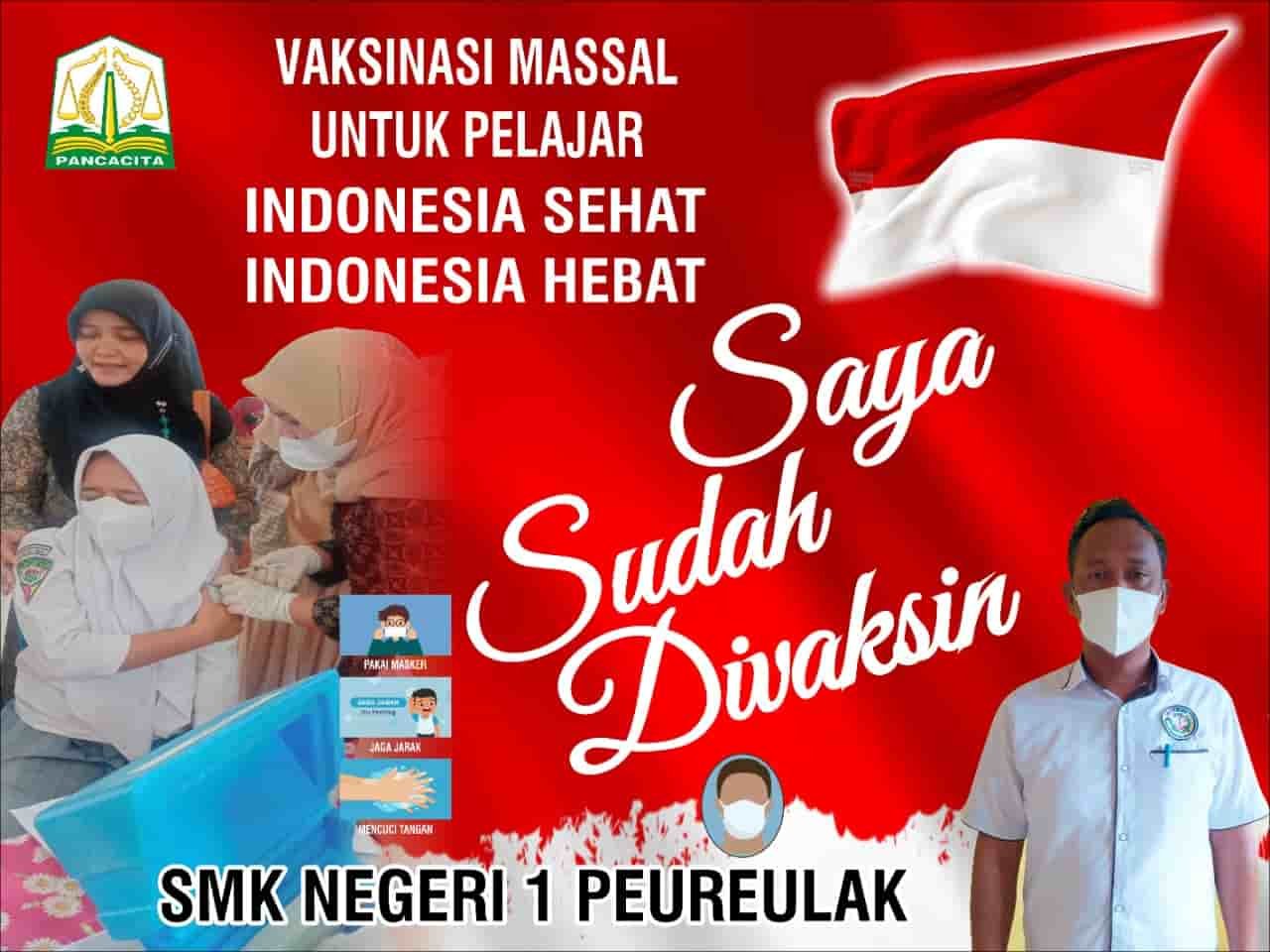 Poster SMKN 1 Peureulak Gelar Vaksinasi Covid-19, Peureulak, Rabu (29/12). (Dok/Humas).