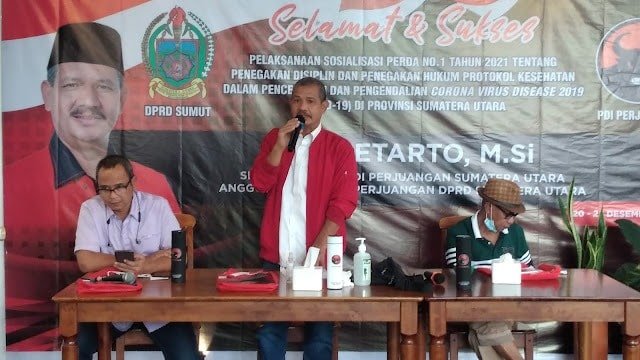 Soetarto saat mensosialisasikan Peraturan daerah. Minggu, 19/12/2021). (kedannews.com/Mery Ismail, S.Sos)