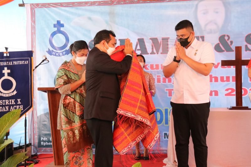 Bobby Nasution Hadiri Syukuran Tahun Baru 2022 HKBP Distrik X Medan Aceh