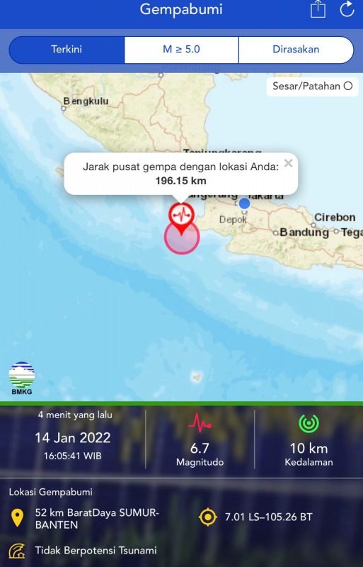 Gempa Bumi M 6,7 Akibatkan Rumah Warga Pandeglang Rusak