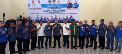 Pengurus SIWO PWI Sumut periode 2021-2026. Sabtu (29/01/2022). (Foto/Humas)