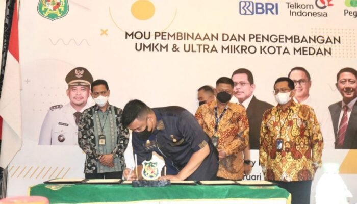 Bobby Nasution Tandatangani Kesepakatan Bersama BRI, Pegadaian, dan PNM