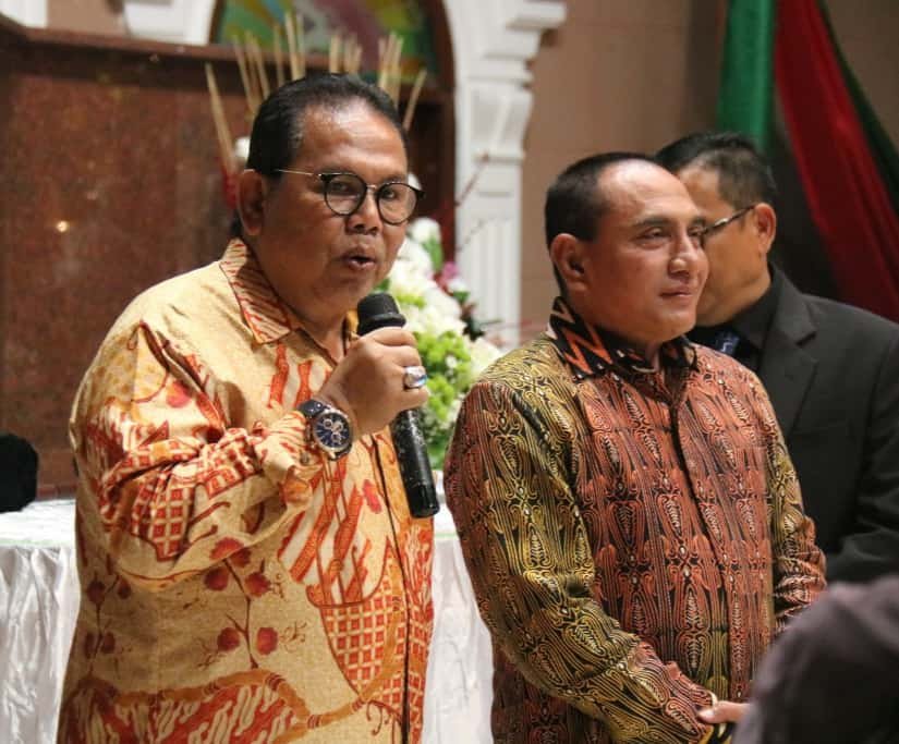Ketua DPRD Sumut Dra Baskami Ginting saat bersama Gubsu Edy Rahmayadi. Rabu (2/2/2022). (Foto/Humas).