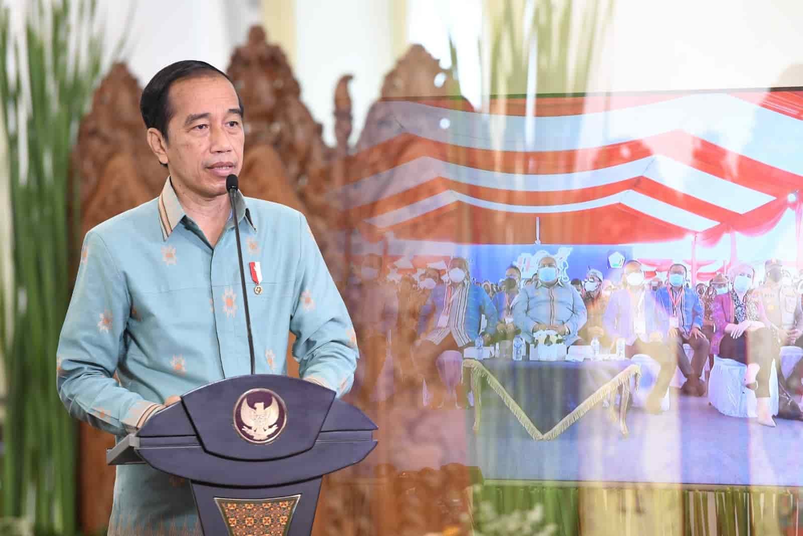 Presiden RI Jokowi saat memberikan sambutan. Rabu (9/2/2022). (Foto/Humas)