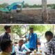 Alat berat jenis eksavator saat lagi mengerjakan lahan untuk tambak diberhentikan warga dan pemilik lahan Andung memperlihatkan SHM dari Desa Lalang. (Foto/Humas).
