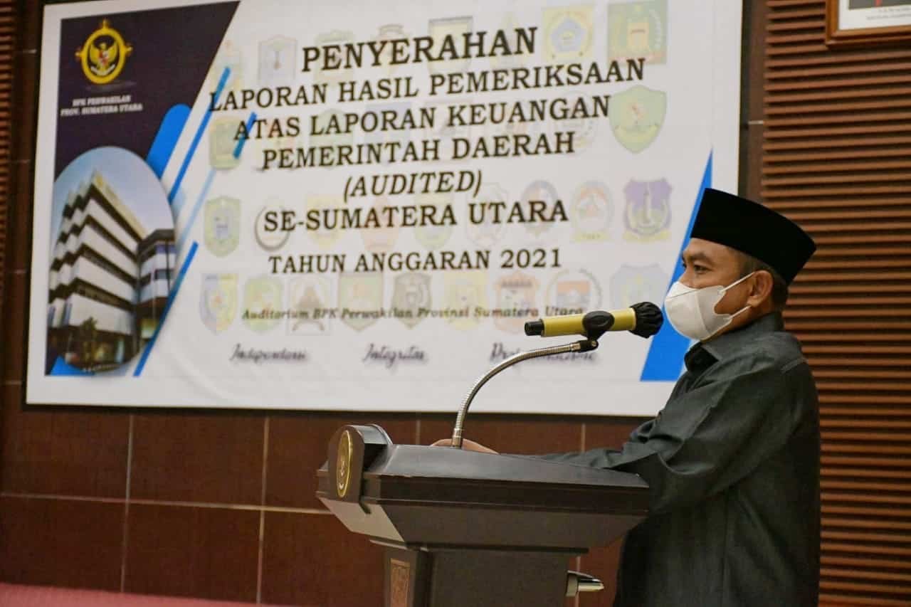 Bupati Sergai saat pidato sambutan. (Foto/Humas).