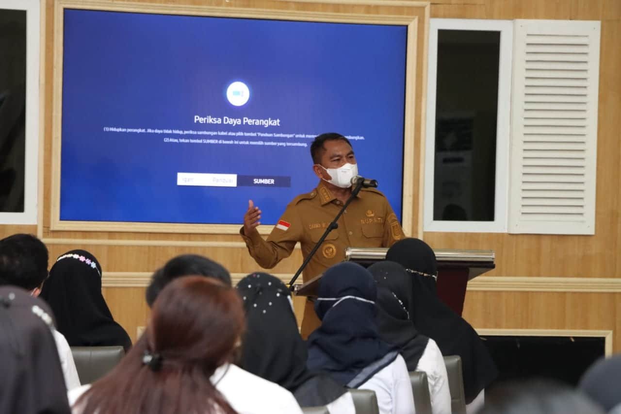 Bupati Sergai saat pidato sambutan. (Foto/Humas).