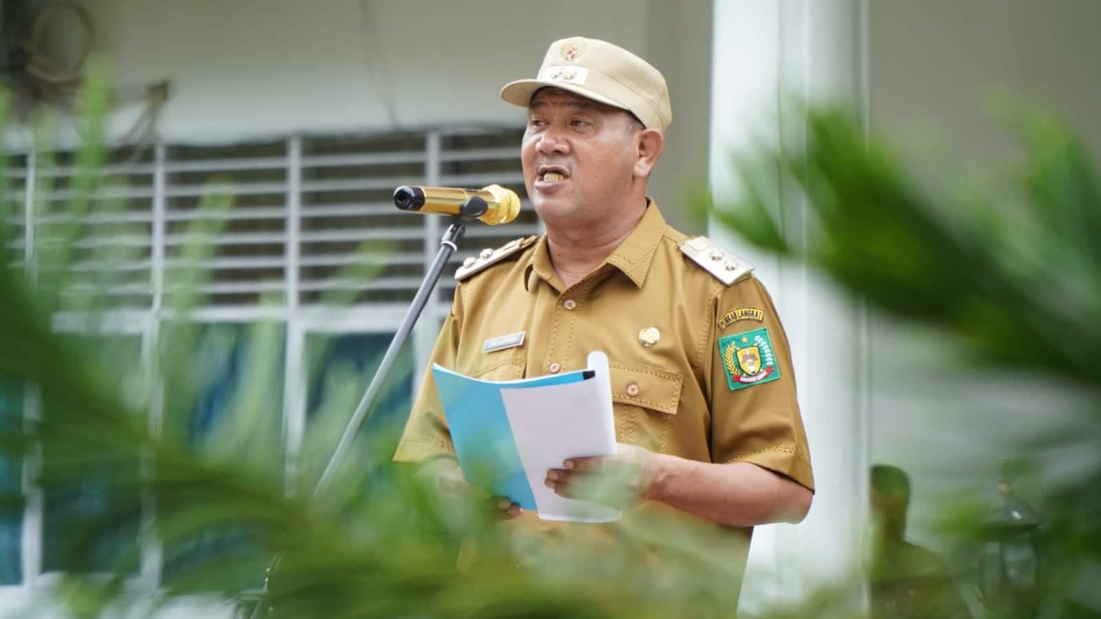 Plt Bupati Langkat Syah Afandin saat pidato sambutan. (Foto: Humas).