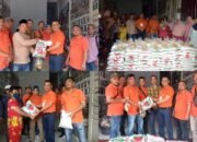 Pewarta Polrestabes Medan Bagikan Sembako dalam Rangka HUT ke-76 Bhayangkara dan Sambut Idul Adha