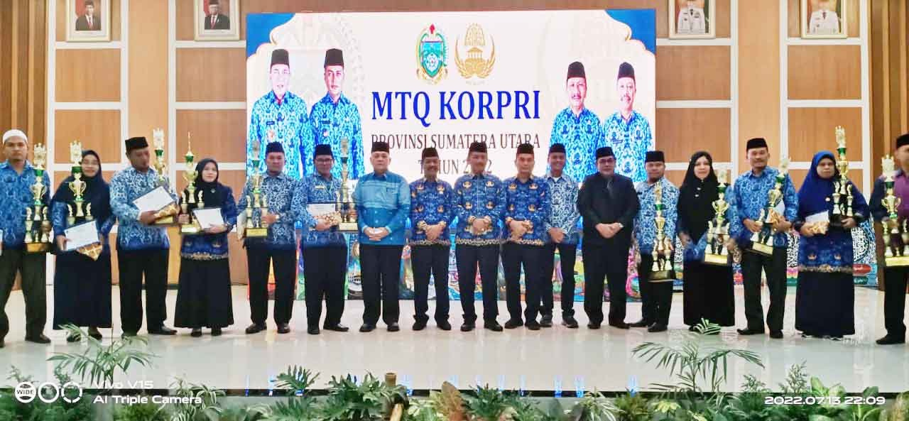 Sabet 9 Juara, Sergai Juara Umum MTQ Korpri Tingkat Provsu Kedua Kalinya