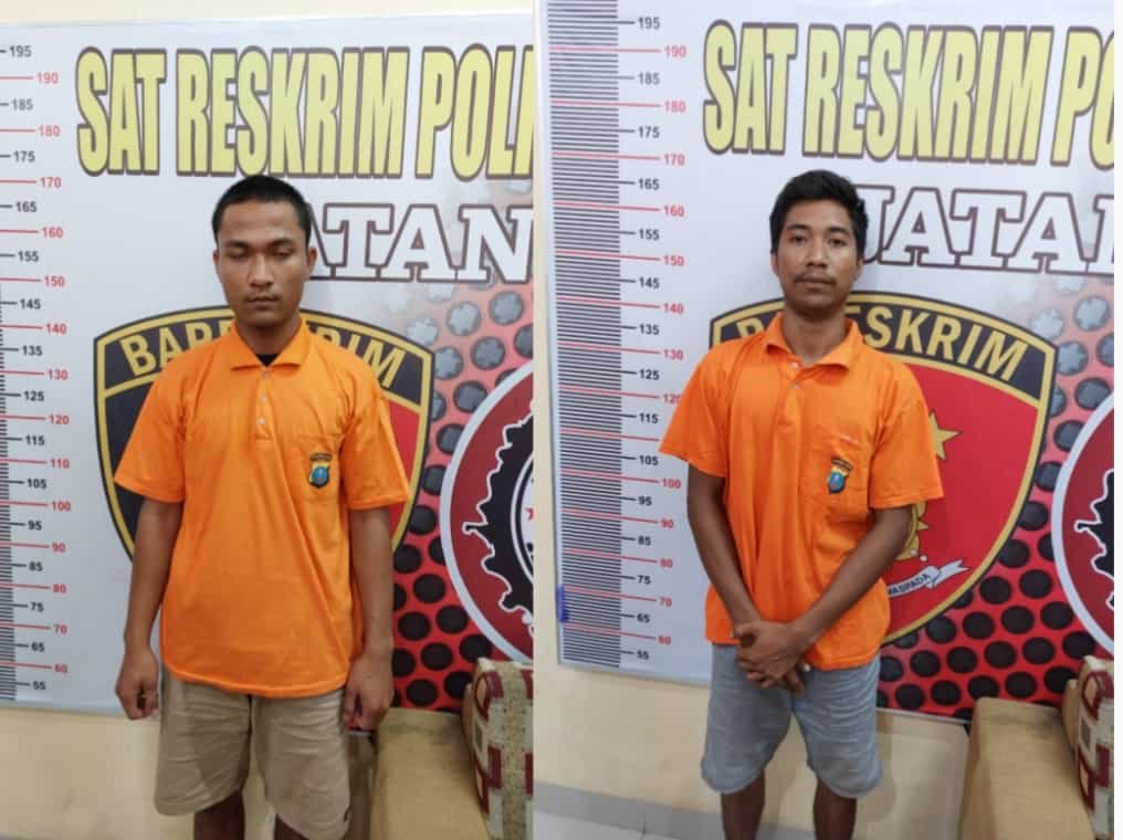Dua pelaku pelemparan mobil Truk Colt Diesel diamankan Tim Satreskrim Polres Batu Bara. (Foto: Humas).
