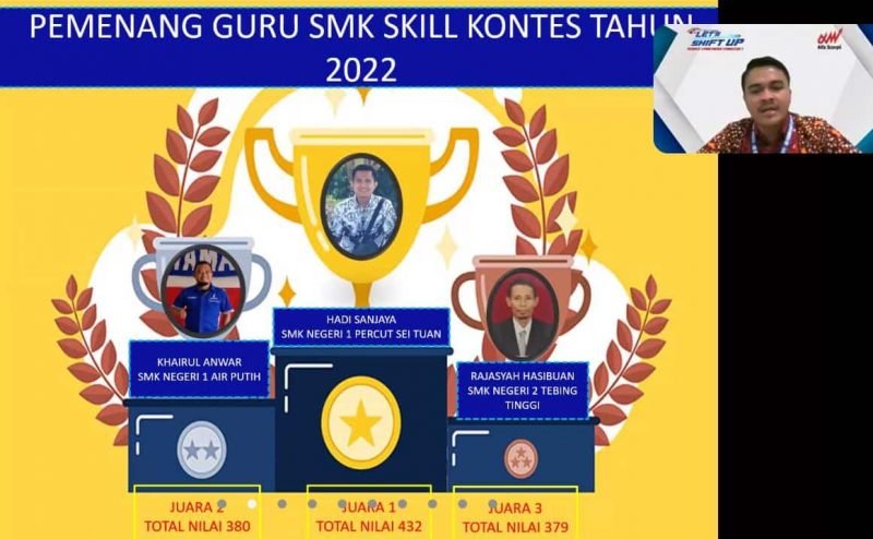Guru Otomotif SMK N 1, Air Putih, Khairil Anwar, raih Juara II, event Yamaha Skill Kontes Tingkat Provinsi Sumut. (Foto : Humas)