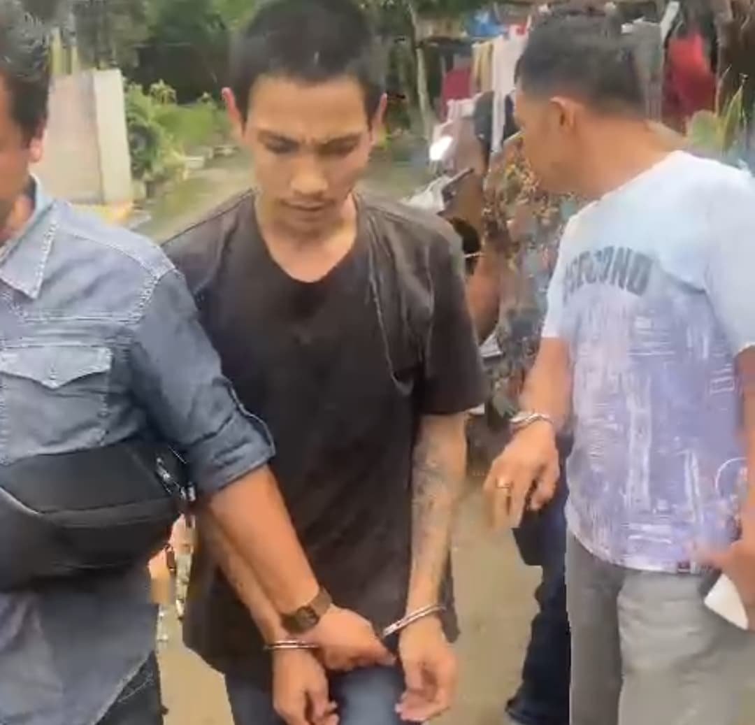Indra Saragih alias Lana, tahanan Kejari Kisaran yang kabur saat hendak dititipkan di Lapas Labuhan Ruku, berhasil ditangkap di kampung halamannya, Medan Sunggal. ( Foto : humas )
