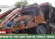 Sopir Mengantuk, Truk Terbalik Usai Tabrak Pohon dan Tenda Pedagang di Rantauprapat