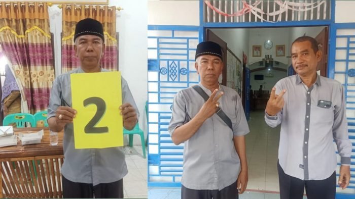 Calon Kades Kuala Tanjung Usman mendapat nomor urut 2 saat pencabutan nomor urut didampingi Tim Sukses Habli Shihab di Kantor Desa Kuala Tanjung. (Poto : Sholeh Pelka)