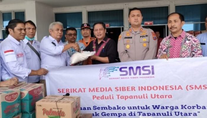 Pengurus SMSI Sumut Serahkan Bantuan Korban Gempa ke SMSI Taput