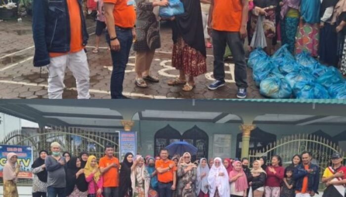 Polrestabes Medan Bersama Pewarta Salurkan Sembako Warga Kurang Mampu