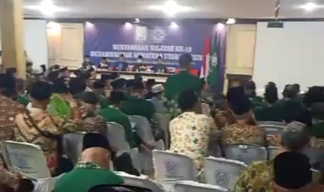 Suasana pemilihan calon Pimpinan Wilayah Muhammadiyah Sumut periode 2022-2027 di Aula UMTS Kota Padangsidimpuan. (Foto : Sholeh Pelka)