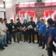 Keterangan foto : Freddy Sinaga ketua KPU Dairi didampingi komisioner KPU lainnya menerima berkas pendaftaran Bacaleg Partai Demokrat. Minggu (14/05/2023). (Foto : Sondang)