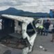 Keterangan foto : Mobil angkot PO Silindung dengan kondisi ringsek, Jum'at (12/6/2023). (Foto : tim).