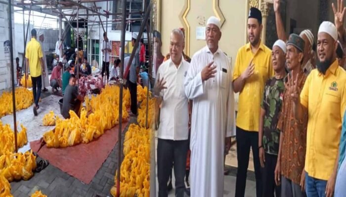 Ketua PK Partai Golkar Belawan Berbagi Daging Kurban Kepada Masyarakat