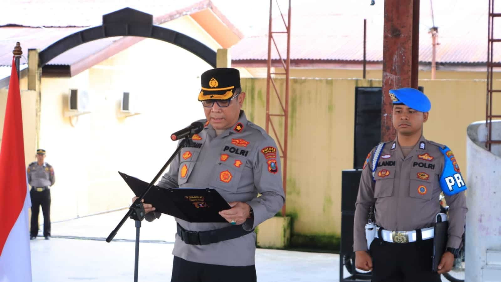 Waka Polres Labuhanbatu Hendri Matondang,SH, MH Saat Memimpin Serah Terima Jabatan, Sabtu (25/5/2024). (kedannews.com/ist).
