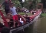 Kelebihan Muatan, Jembatan Gantung di Taman Cadika Ambruk: Pengunjung Terjun ke Danau