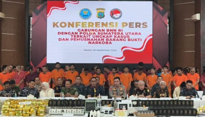 BNN RI Bersama Polda Sumut dan Polda Aceh Ungkap 1,7 Ton Narkotika