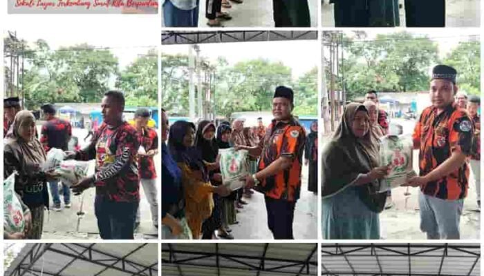 Jumat Berkah, PAC Pemuda Pancasila Medan Denai Bagikan Ratusan Paket Sembako di Tegal Sari Mandala II