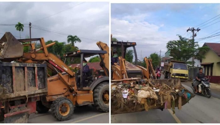 PT Timbang Langsa Kerahkan Alat Berat Perangi Sampah Pasca Banjir di Jalan Medan–Banda Aceh