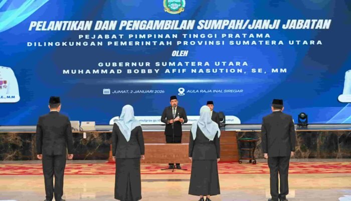 Gubernur Sumut Lantik Empat Pejabat Eselon II, Tekankan Kerja Cepat dan Tepat Tangani Pascabencana