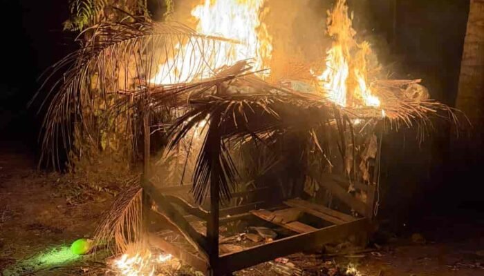 Polsek Tanjung Pura Gerebek Sarang Narkoba di Langkat, Gubuk Tempat Konsumsi Sabu Dibakar
