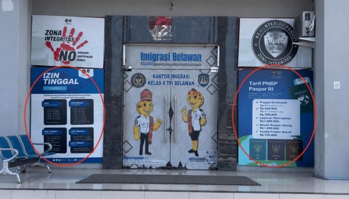 Tarif Resmi Paspor Imigrasi Belawan Disorot Lewat Banner PNBP, Pemohon Diminta Bayar Sesuai Ketentuan dan Daftar Lewat M-Paspor
