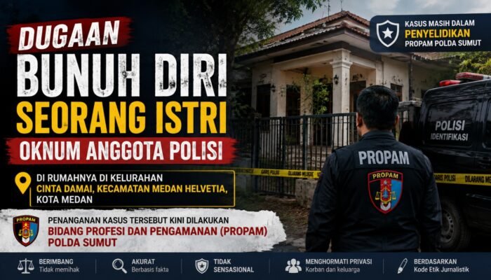 Dugaan Bunuh Diri Istri Oknum Polisi di Medan Helvetia Masih Didalami, Polisi Lakukan Penyelidikan