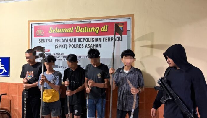 Lima Remaja Diamankan Polres Asahan, Sajam Diduga Disiapkan untuk Tawuran